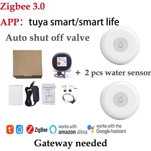 Tuya smart auto shut off valve Zigbee Water/Gas Valve controller pipe switch robot work with Alexa google smartthings smart life