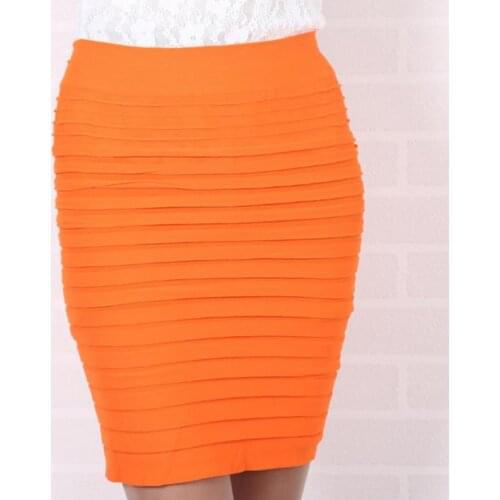 2 pieces / lot Women Skirts High Waist Summer Tutu Pleated Skirt Candy Color Straight Bottom Women Mini Bandage Pencil Skirt