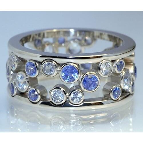 Trendy Personality Hollow Out Inlaid Full Circle Cubic Zirconia Ring for Women Fashion Wedding Anniversary Party Jewelry Gifts