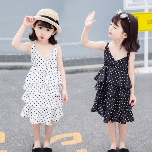 ZMAFOX Baby Girls Polka Dot Tiered Skirt 2021 Summer Children Clothes Girl Princess Layered Dress 3 4 5 6 7 Years Kids Overdress