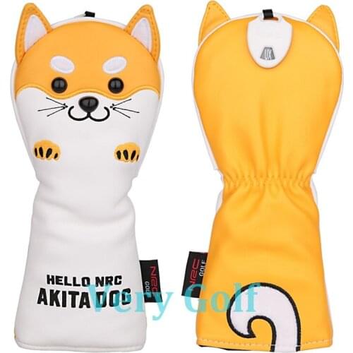 1pc Yellow Akita Dog Golf Club Hybrid Head Cover UT Cover Utility Cover with Number Tag