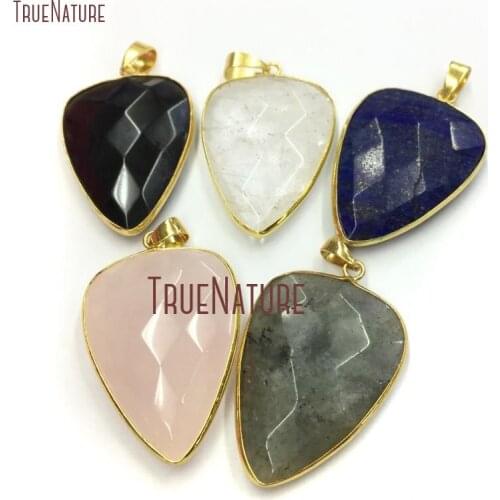 10Pcs Faceted Dagger Pendant Onyx, White Quartz, Rose Quartzs, Labradorite, Lapis Lazuli Pendant Outlet 36x26mm PM13540