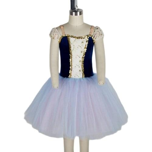 All For Dance Dark Blue Velvet Bodice Ballet Tutu Romantic Dance Costume Girl & Women Ballet Costume Ballerina Dance Tutu Dress
