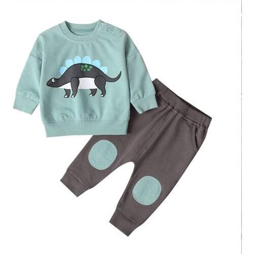 2PCS Baby Boys Clothes 6-24M Tops+Pants Cotton Print Sweatshirts Full Sleeve Baby Suit Autumn Cartoon Boys Baby Clothing Sets