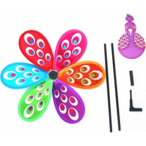 2021 New Peacock Colorful 3D Lovely Kids Toy Wind Spinner Windmill Toys For Yard Outdoor