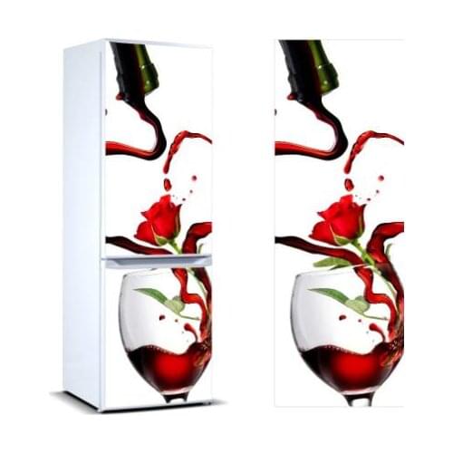 3D Fridge Sticker Wine Rose Refrigerator Door Cover Kitchen Home Decoration Accessories Modern Wall Stickers Customizable
