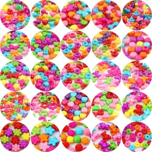 50Pcs/lot Mixed Color Acrylic Beads Various Star Flower Heart Spacer Beads For Jewelry Making DIY Bracelet Necklace Accessories