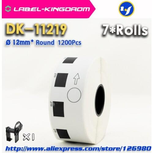 7 Refill Rolls Compatible DK-11219 Label Diameter 12mm Round 1000Pcs Compatible for Brother Printer QL-570/700/710/720 DK-1219