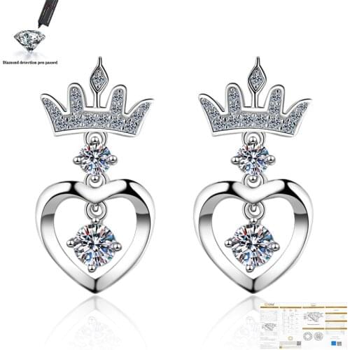 925 Sterling Silver Wedding Party Anniversary High Quality VVS1 0.8 Carat D Color Moissanite Earrings Fashion Jewelry