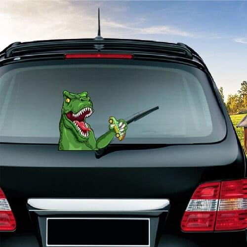 Car Styling Dinosaur Waving Wiper Sticker Decals PVC Rear Window Wiper Stickers Rear Windshield Stickers Car Stickers And Decals