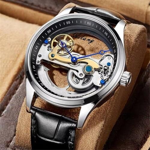 Mens Watch Luxury Brand Mechanical Watch Mens Fashion Transparent Hollow Design Waterproof Watch Reloj Hombre 2021 NEW