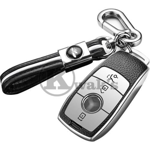 Kwaks Car Key Case Soft Rubber Case With Full Foreskin for Mercedes Benz New E200L E300L With Metal Leather Keychain