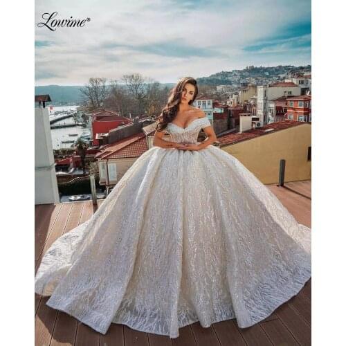 Couture Customized Muslim Middle East Wedding Dresses Long Sequin Beading Wedding Gown Princess Bridal Gowns Brides Dresses