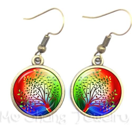 Tree Of Life Classic 16MM Time Glass Dome Drop Earrings Jewellery Glass Ornaments Gift For Women Girl