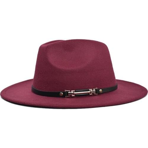 DYLAOPAN Fedoras Big Brim Hats For Women British Style Vintage Church Hats Lady Flat Brim Fedoras Autumn Winter Womens Felt Hat