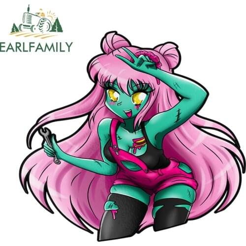 EARLFAMILY 13cm x 12.1cm for Drift Bunny Cartoon Graffiti Decal Funny Car Stickers Waterproof Sunscreen Windshield Decoration