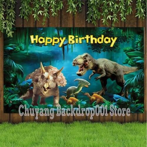 Jungle Dinosaur Photography Backdrop Baby Shower Kids Happy Birthday Party Custom Photo Background Photocall Prop Decor Banner