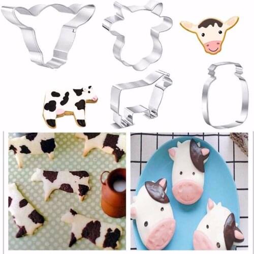 DIY Stainless Steel Biscuit Mold Cow Hardware Tool Shape Cookie Cutter Set Pastry Cake Dessert Fondant Mould Cute Kitchen Gadget