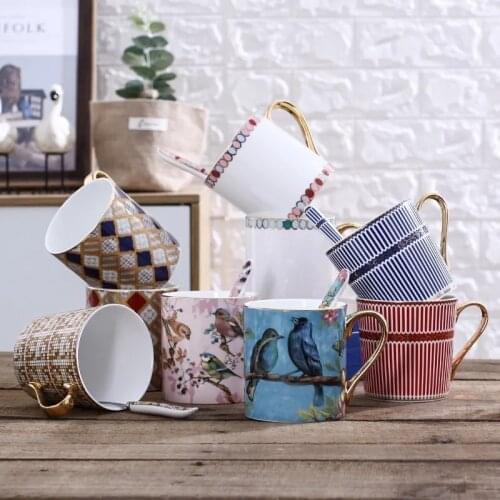 OUSSIRRO European style Bone china Coffee Mug Love Heart Couple Tea Milk Cup Creative Wedding Anniversary Gift