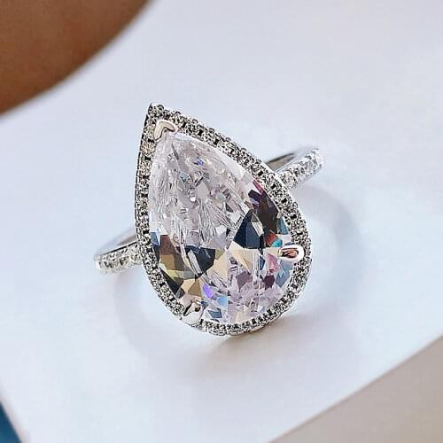 925 Sterling Silver Ring 5 Ct Pear Cut SONA Simulation Diamond Engagement Wedding Fashion Female Jewelry