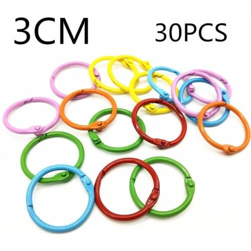 30PCS30MM candy color paint opening loose-leaf ring clip, DIY iron color paint loose-leaf ring iron wire ring small book ring