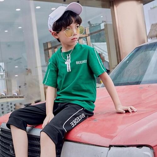 Boys Clothes Set Short Sleeve T-Shirt +Pants Summer Kids Boy Sports Suit Children Clothing Outfits Teen 5 6 7 8 9 10 11 12 Years