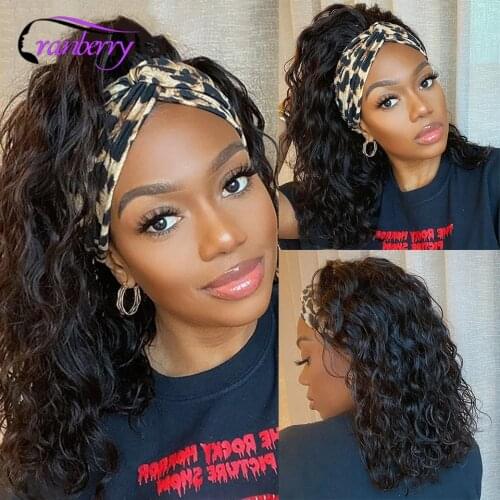 Cranberry Hair Water Wave Headband Wig Human Hair Easy Half Wig Brazilian Remy Hair Headband Wig Natural Hair Machine Wig
