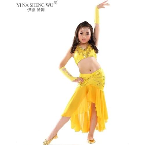 Kids Belly Dance Costume Bra Fish Tail Skirt Performance Wear 2 Pcs Set Children Bellydance Clothes Professional Oriental Dance