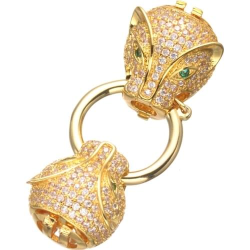 Hot Jewelry Bijoux Zircon Leopard Charms Pendants For Bracelets & Necklaces Vintage Copper Micro Pave Clasps Jewelry Accessories