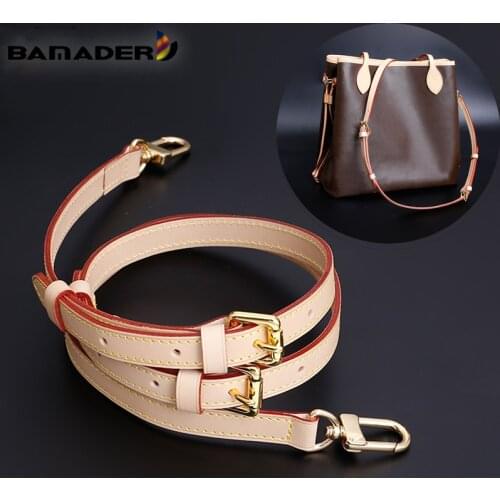 BAMADER Adjustable Bag Strap Discolor Genuine Leather Crossbody Belts Strap 120cm Detachable Bags Handle Replacement Bags Strap