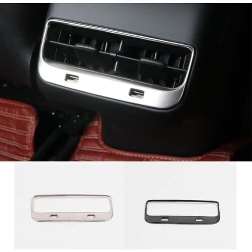 For Tesla Model 3 Model3 2018 2019 2020 Car Outlet Vent Lamp Garnish Trim Stainless Steel Rear Back Tail Air Conditioning 1pcs