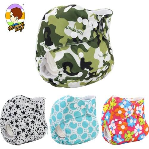 Risunnybaby Baby Diapers Washable Cotton Printed Diapers Can Be Reused 0~4 Years Old Adjustable Baby Diapers