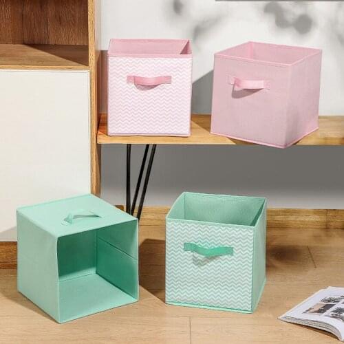Cube Folding Fabric Storage Basket Closet Organizador Clothes Storage Boxes Home Office Shelf Organizers For Kids Toys Organizer