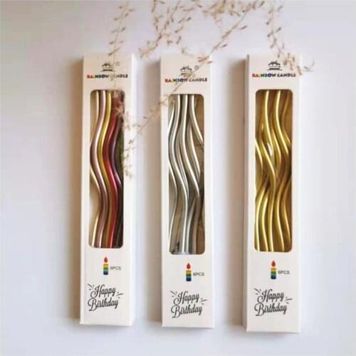 1 set Curve Wedding Birthday Candle Party Cake Decoration Thread Pencil Candle Birthday Crown Acrylic Number Party Supplies