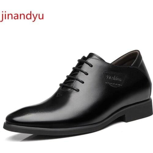 Real Leather Mens Shoes Dress Business Elevator Shoes for Men Black Wedding Shoe Elegant Office Formal Shoes Male High Quality