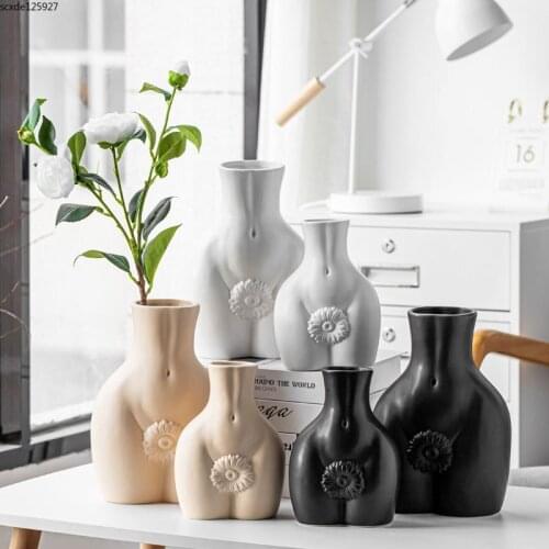 European-style Ceramic Butt Vase Abstract Human Nude Vase Flower Arrangement Dried Flowers Dining Table Living Room Decoration