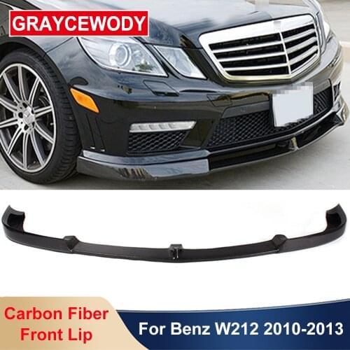 V Style Real Carbon Fiber Car Front Shovel Bumper Lip Spoiler Diffuser Body Kit For Benz W212 E63 AMG Bumper 2010-2013