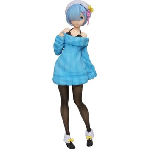 Rem Rem Knitted Dress Hand-made Decoration Colletible Model Toys Japaense Anime Figure Rem model Ornaments