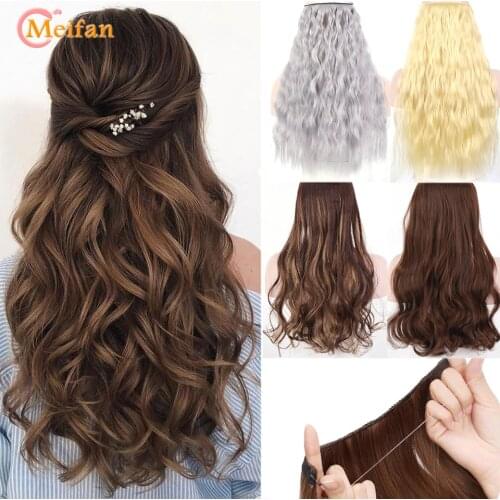 MEIFAN 24 inches Invisible Fish Line Hair Extensions Hair Pieces for Women No Clips High Tempreture Fiber Synthetic Hairpieces