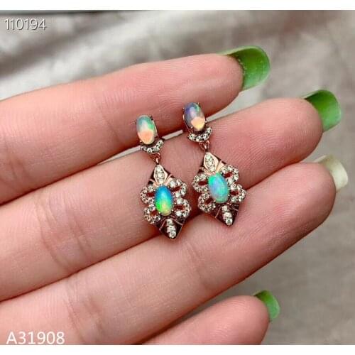 KJJEAXCMY boutique jewelry 925 sterling silver inlaid natural Opal female earrings support detection