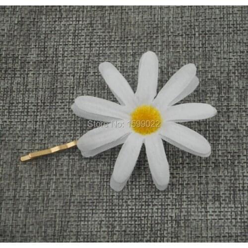 12 Bohemia Daisy Flower Hair Clips for Women Girls White Chrysanthemum Artificial Flowers Beach Head Accessories Bride Headdress
