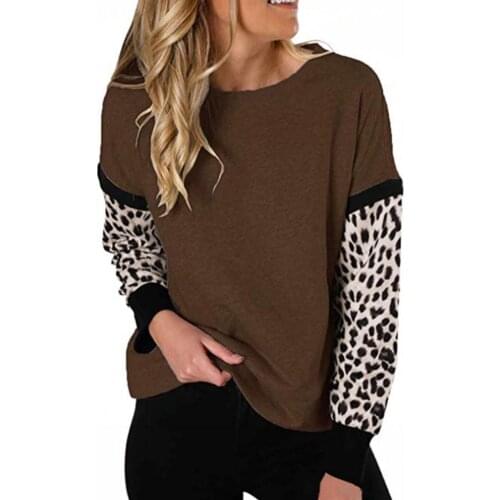 Leopard Patchwork Women Sweatshirt Long Sleeve Top O Neck Loose Fit Casual Blouse Streetwear top women 2021 Womens Clothing