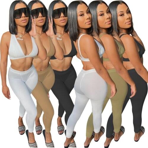 Womens Solid Color Vest Sleeveless Casual Fashion Two Piece Set Sexy Streetwear Jogger Legging Set Party Nightclub Outfit
