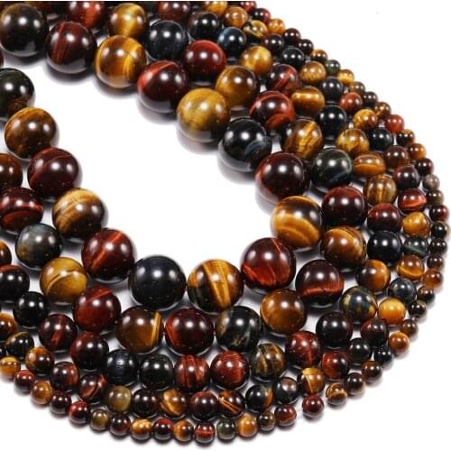 1strand/lot 4 6 8 10 12mm Natural Stone Multicolor Tiger Eye Agat Round Beads Loose Spacer Bead For Jewelry Making DIY Bracelet