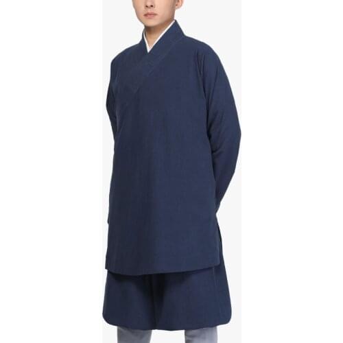 100% Cotton Shaolin Monk Kung Fu Suits Lohan Arhat Clothing Zen Lay Martial Arts Wushu Uniforms black/blue/red