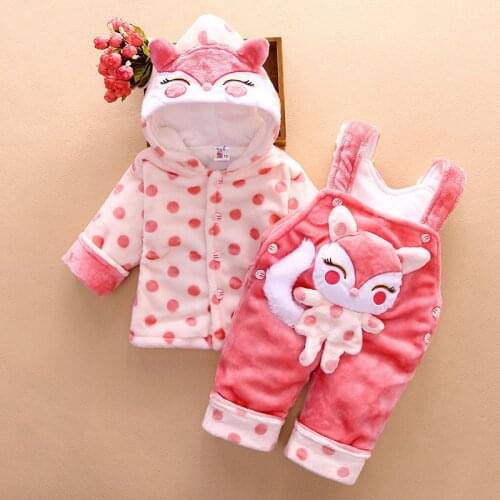 Toddler Baby Clothes Set Winter Baby Boys Girls Cotton Warm Suit For Infant Baby Kids Pants 2pcs Suit