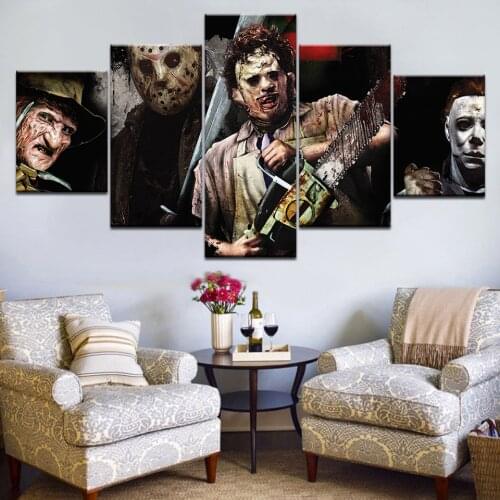5 Pieces Horror Saws Movie Characters Wall Art Picture Home Decoration Living Room Canvas Print Wall Picture Printing on Canvas