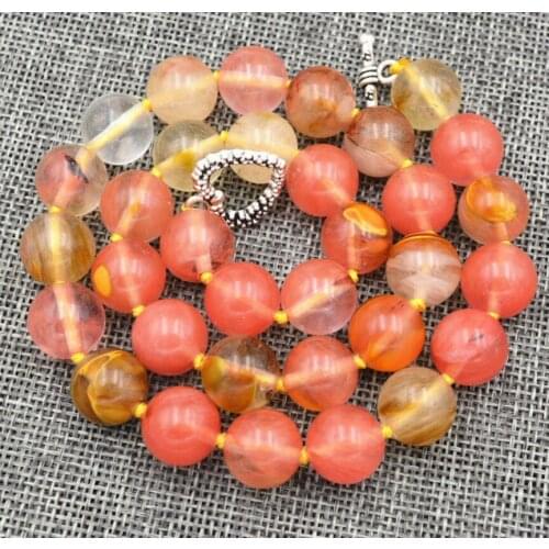 Free Shipping HOT 12mm round multicolor watermelon tourmalines jade necklace 18"A