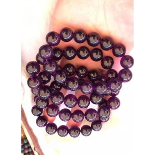 Free shipping Wholesale prices 100% Natural Three circles Amethyst Crystal Beads Bracelet 13-14mm