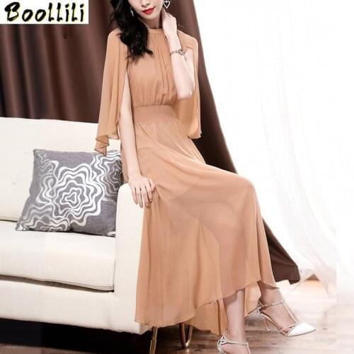 Boollili 100% Real Silk Summer Dress 2020 Vintage Sexy Party Dress Women Clothes Ladies Dresses Maxi Elegant Dress Vestidos